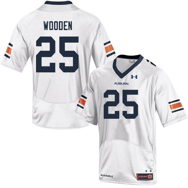 Men #25 Colby Wooden Auburn Tigers College Football Jerseys Sale-White
